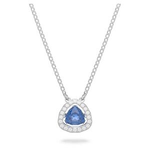 Swarovski Blue Triangle Halo Pendant Necklace